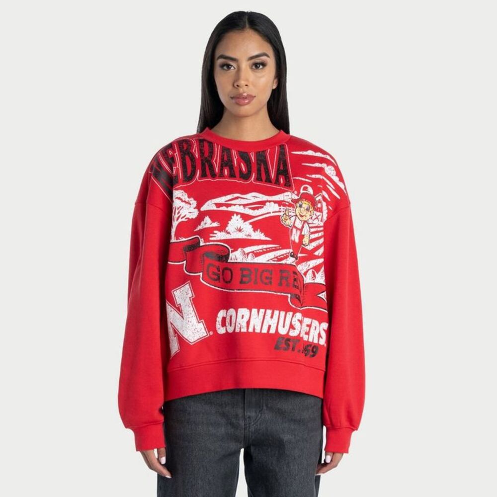 NCAA Nebraska Cornhuskers Women's Baggy Crewneck Sweatshirt - L